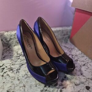 Others Follow Purple and Black Peep-Toe Platform Heels